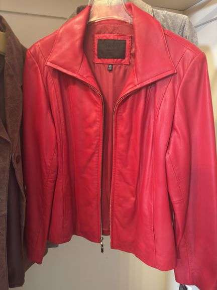 CONTENTS OF CLOSET WOMEN’S COATS AND JACKETS (SOME NEW WITH TAGS) ALOT OF SIZE L AND XL. SHOES SIZE