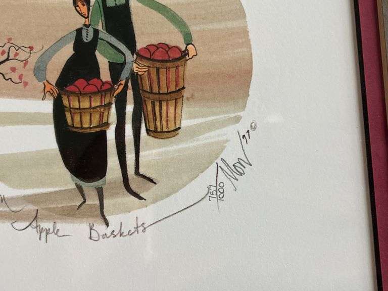 1997 P. Buckley Moss Apple Baskets 757/1000 Signed Lithograph