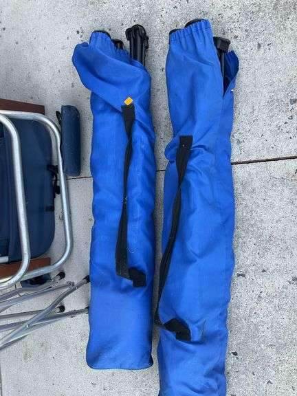 3 Folding Bag Chairs, 2 Folding Lawn Chairs