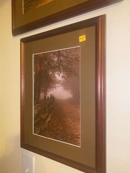 (2) Fall Farmhouse and Road Framed Pictures