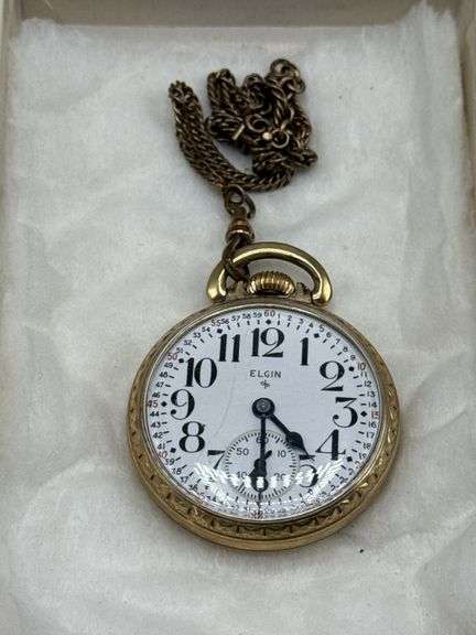 VINTAGE ELGIN POCKET WATCH AND CARAVELLE BULOVA WRIST WATCH