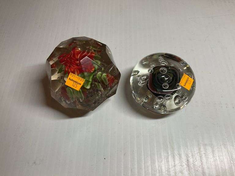 2 Glass Decor Paper Weights