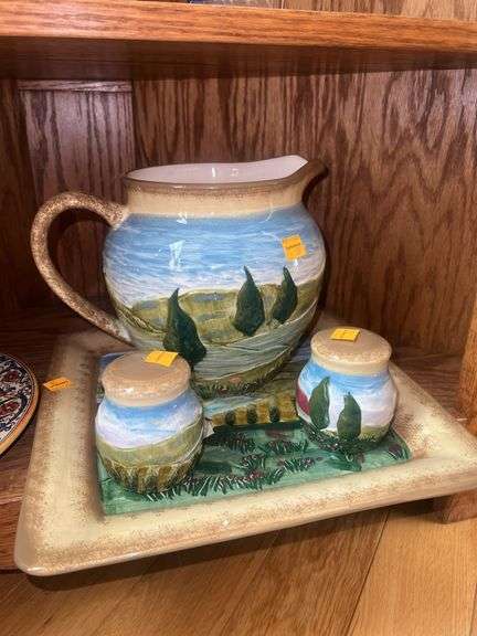 Bella Casa by Ganz Platter, Pitcher, and Shakers