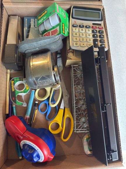 OFFICE SUPPLIES INCLUDING NOTEPADS, STAPLER, TAPE, HOLE PUNCHER, LABELER, SHARPENER, CALCULATOR, ENV