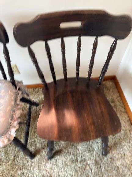 MATCHING PAIR OF WOODEN TABLE CHAIRS