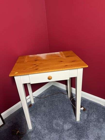 (Unmarked) Wooden End Table with Drawer