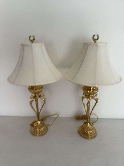 PAIR OF VINTAGE POLISHED BRASS TABLE LAMPS