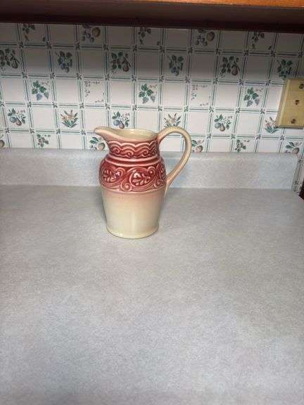 LONGABERGER POTTERY PITCHER AND BOWL SET WITH CORNER SHELF