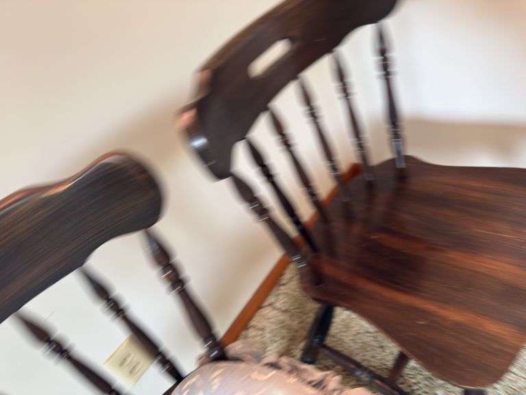 MATCHING PAIR OF WOODEN TABLE CHAIRS