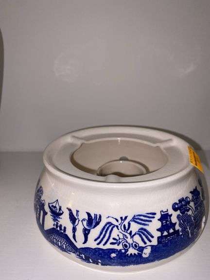 Ironstone Blue and White Transferware Tureen, Candlestick Holder and Pitcher