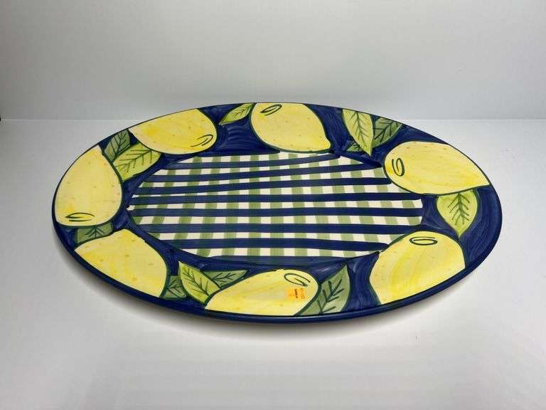 A. Santos Hand Painted Lemons 19” Platter Serving Tray, Made in Portugal
