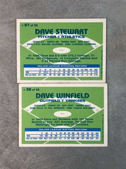 1989 Hills MVP (Dave Winfield, Dave Stewart)