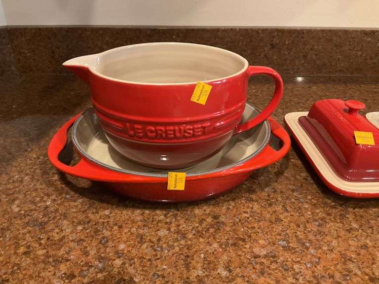 Le Creuset Stoneware Mixing Bowl, Platter, Butter Dishes