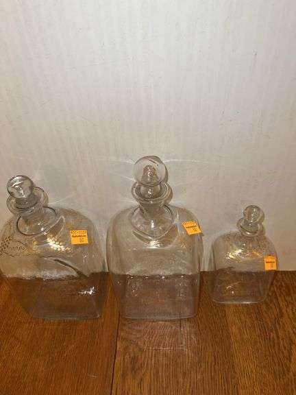 (3) Glass Decanters