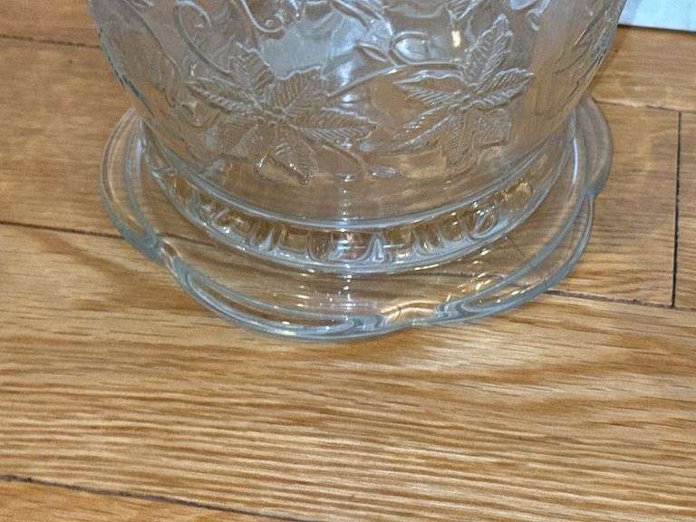 Glass Swan Candy Dish and Glass Floral Dish w/ Lid