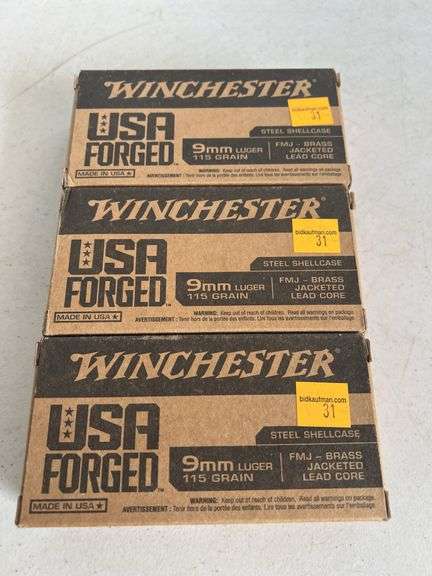 (3) Winchester 9mm 115 Grain