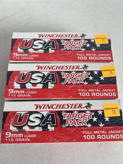 (3) Winchester 9mm 115 Grain
