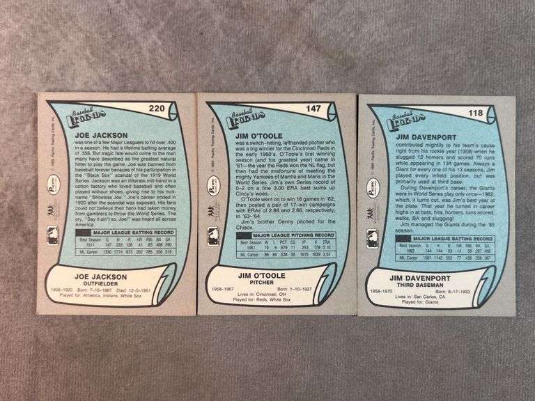 (18) Baseball Legends Baseball Cards
