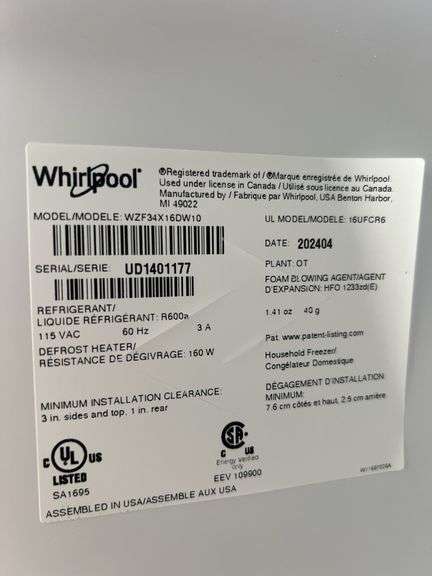 Whirlpool Upright Freezer