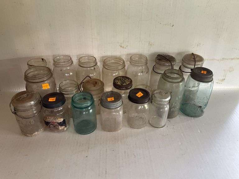Assortment of Canning Jars, Fruit Jars, and Storage Jars