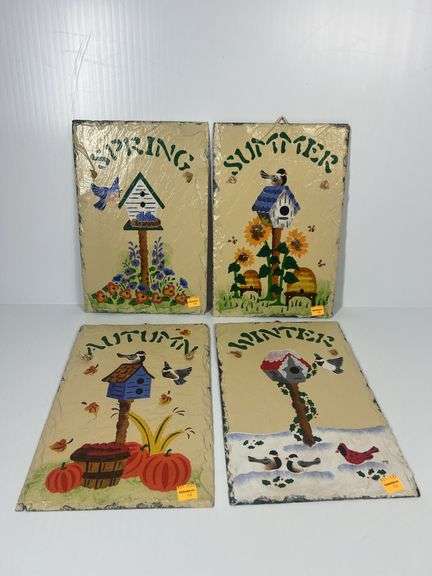 (4) Cape Cod Stencil Co. Handpainted Slate Wall Hangers