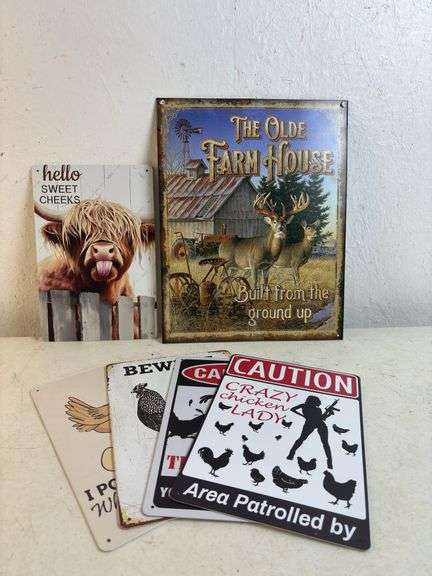 6 Tin Signs /Big Sign is 16” H 12” W