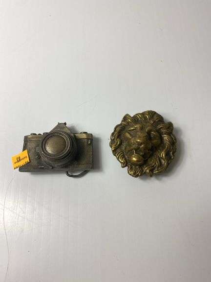 Vintage Camera Belt Buckle, Vintage Lion Head Belt Buckle