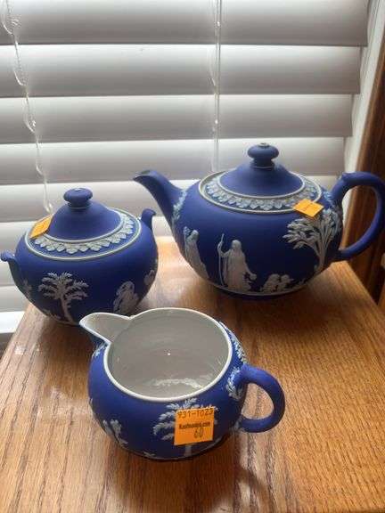 Wedgewood Jasperware 3pc Tea Set, Made in England