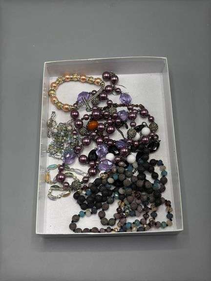 VARIETY OF BEADED NECKLACES EARRINGS AND BRACELETS
