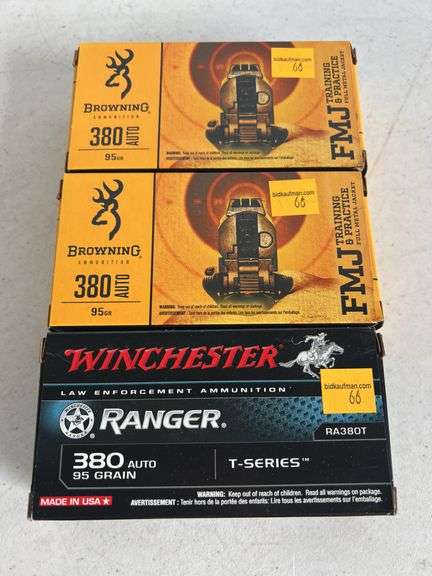 (3) Browning & Winchester 380 Auto 95 Grain
