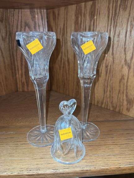 Marquis Waterford Crystal- (2) Champagne Flutes, (1) Bell