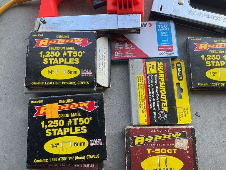 Electric Staple Gun, Stanley Staple Gun, Assortment of Boxes of Staples