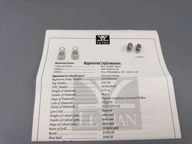 LE VIAN JEWELRY DIAMOND EARINGS