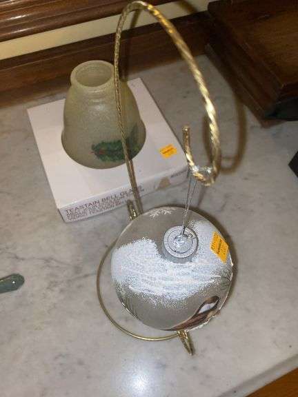 Christmas Bird Ornament and Teastain Glass Bell