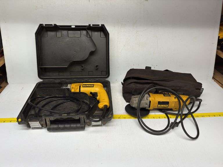 DeWalt VSR Drill and DeWalt 4-1/2in Angle Grinder
