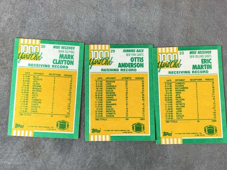 Topps 1000 Yard Club Football Cards
