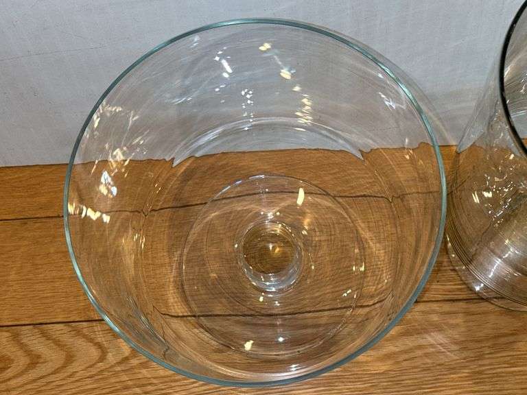 (2) Pedestal Glass Candle Holders