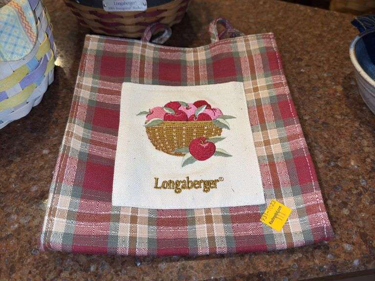 2005 Longaberger Inaugural Basket, Longaberger Easter Basket, and Longaberger Apple Carrying Bag
