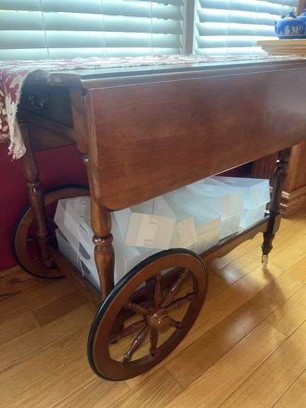 Wooden Rolling Tea Cart