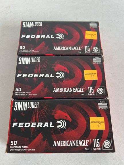(3) Federal 9mm 115 Grain