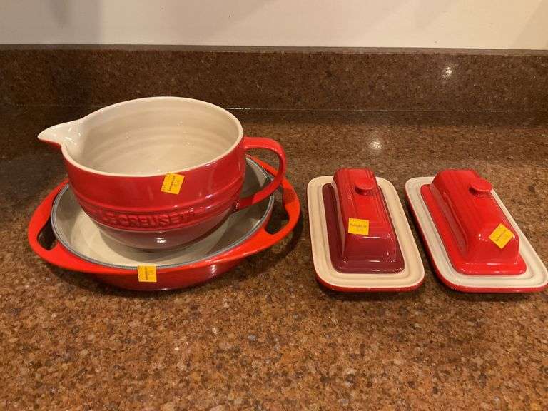 Le Creuset Stoneware Mixing Bowl, Platter, Butter Dishes