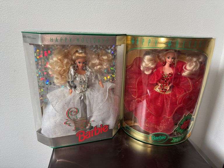 (2) Happy Holidays Barbies
