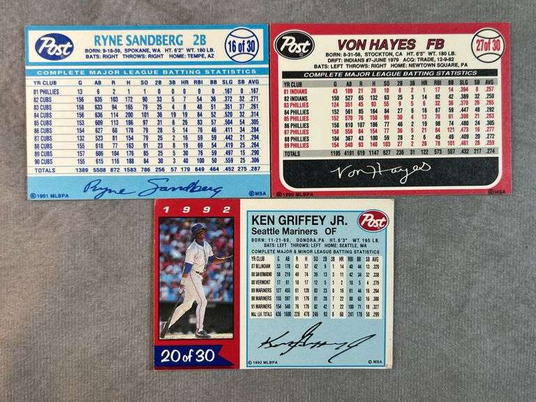 (10) Post Collector Series Baseball Cards