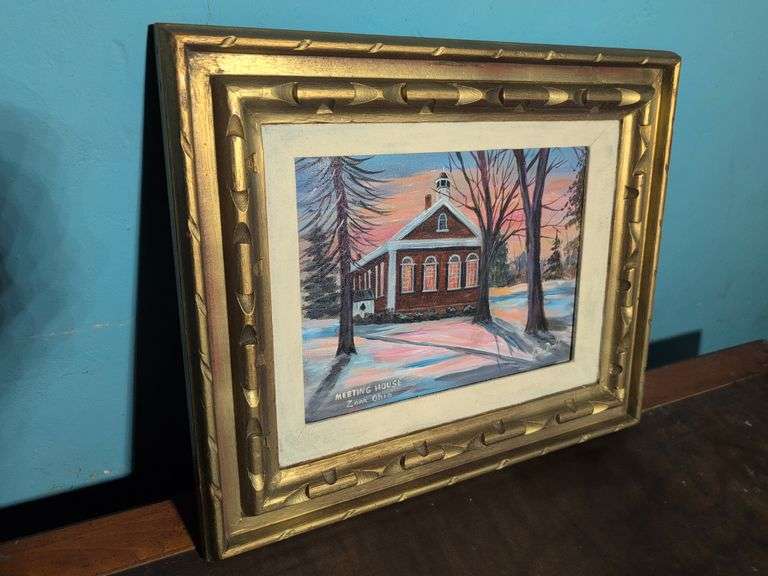 Zoar, Ohio meeting house painting by Leona Dodds