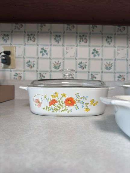 VINTAGE CORNINGWARE WILDFLOWER CASSEROLE DISHES