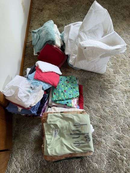 CONTENTS OF CLOSET INCLUDING CLOTHES (BOTH NEW AND BARELY WORN, BLANKETS, ALL PICTURED ITEMS
