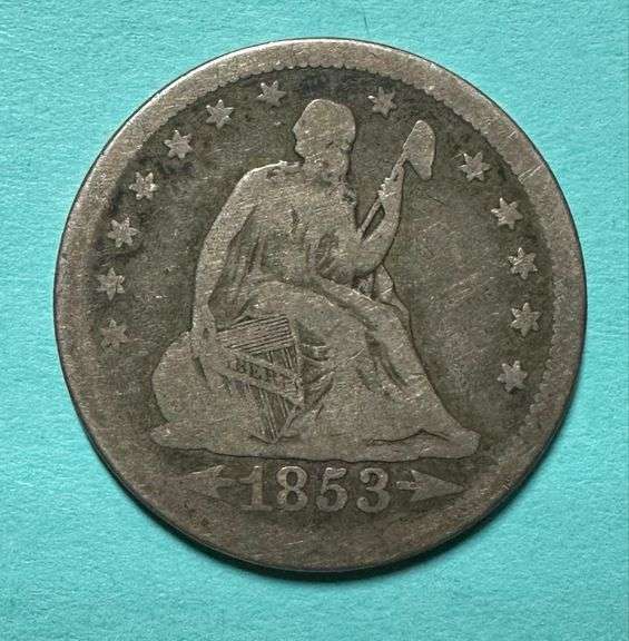 1853 Seated Liberty Silver Quarter