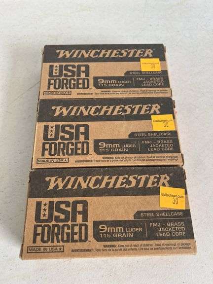 (3) Winchester 9mm 115 Grain