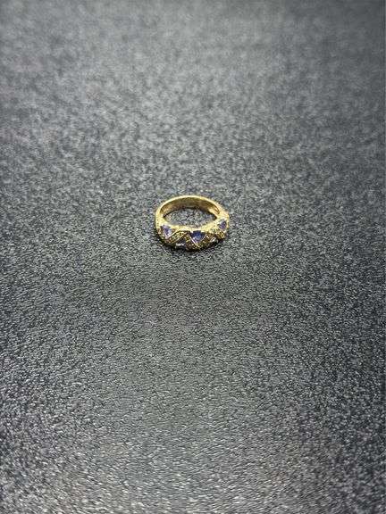 ZIG ZAG BLUE TANZANITE & DIAMOND 14K GOLD @ 5 GRAMS