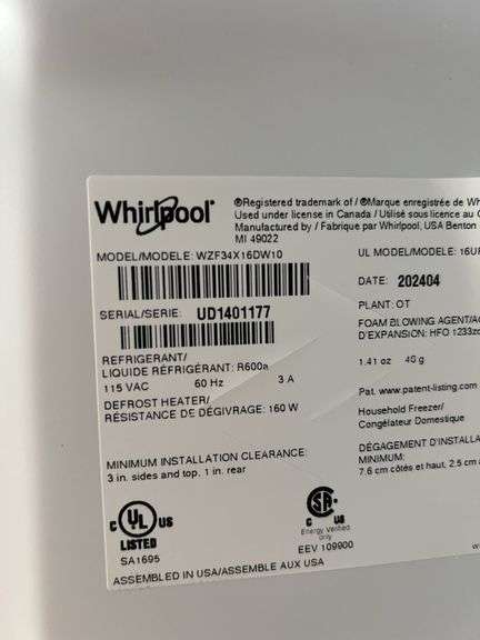 Whirlpool Upright Freezer